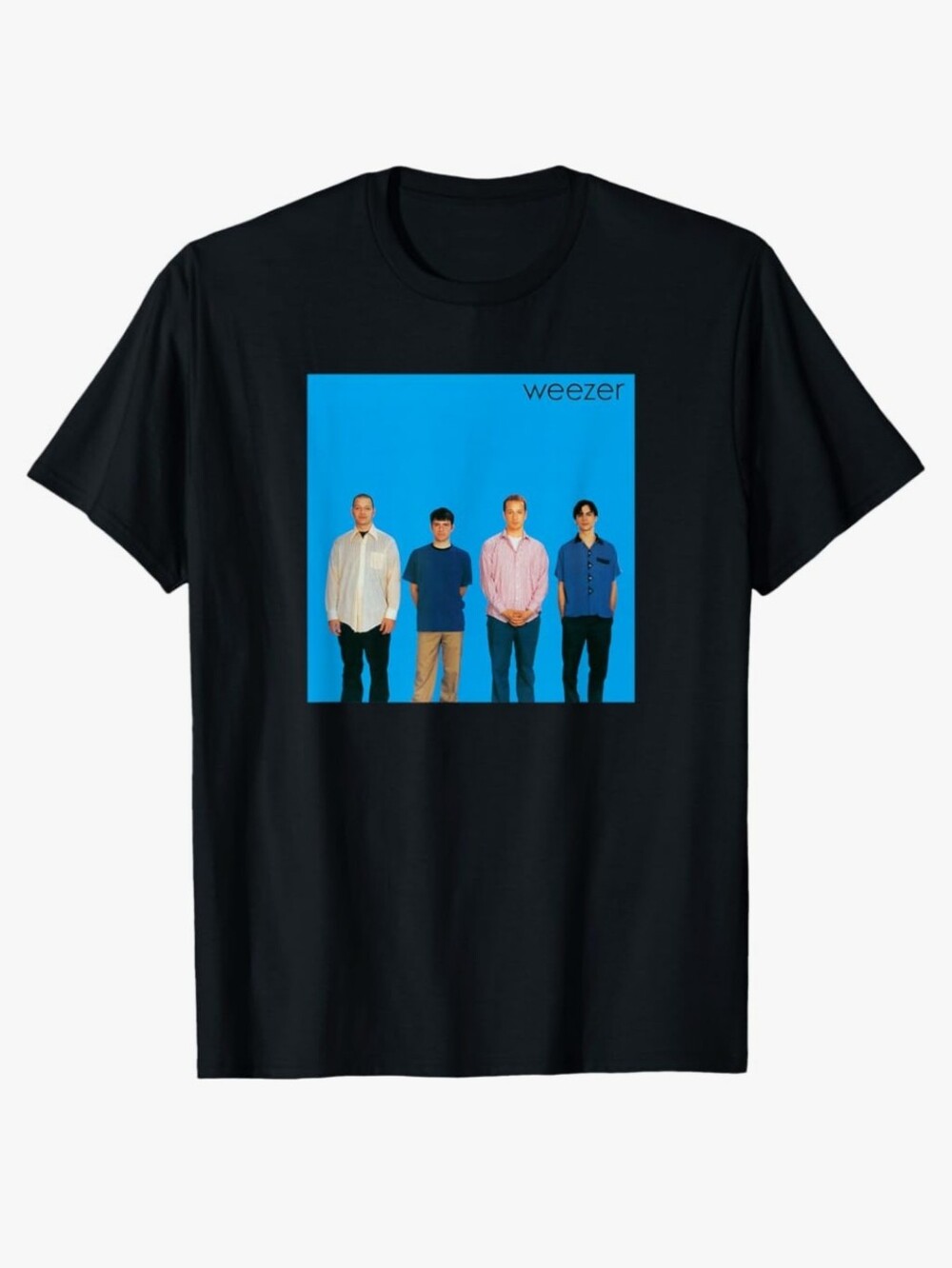 Weezer Black Tee with Bright Blue Graphic